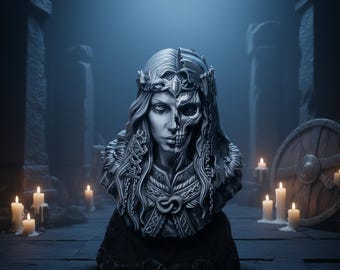 Hel Goddess Bust, Norse Mythology, Dark Fantasy 3D Print, Viking Underworld Collectible