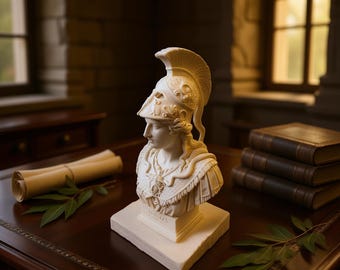 Minerva Bust, Roman Goddess of Wisdom and War, Athena Inspired Sculpture