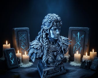Freyja Goddess Bust, Norse Mythology, Viking Statue, 3D Printed