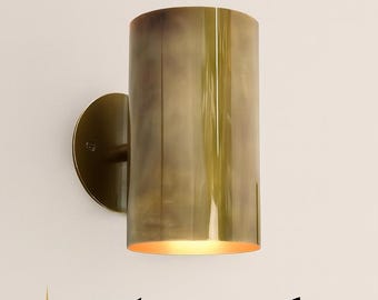 Modern Brass Cylinder Wall Light – Minimalist Double Sconce for Living Room, Hallway & Bedroom