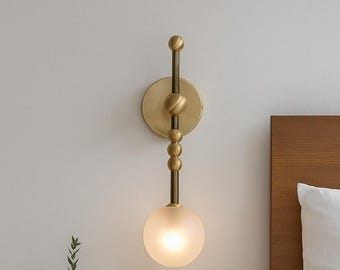 Mid-Century Modern Brass Wall Sconce | Bedside Globe Light | Minimalist Bedroom Lighting | TheMidModLightCo