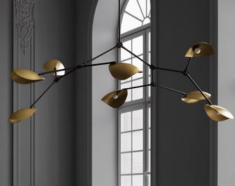 Modern Branch Chandelier | Sculptural Leaf Pendant Light | Handmade Designer Ceiling Fixture | Warm Ambient Lighting for Living Room