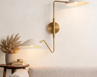 Modern Brass Double Arm Sconce, Mid Century Nordic Minimalist Wall Light