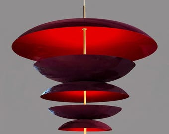 Modern Red Pendant Light, Artistic Nordic Hanging Lamp, Luxury Ceiling Chandelier for Living & Dining Room Decor