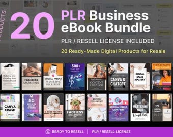 20 Business eBooks Bundle | PLR Resell Rights, Canva Editable (Digital Product)