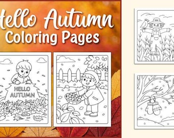 Hello Autumn Coloring Pages for Kids – Printable Fall Activity PDF