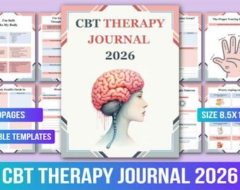 Diário de Terapia Cognitivo-Comportamental | Caderno de Exercícios de Saúde Mental | Rastreador de Ansiedade e Estresse | Planejador Guiado de Autocuidado (PDF)