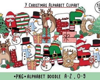Christmas Alphabet Sublimation PNG – Holiday Letter Clipart Set