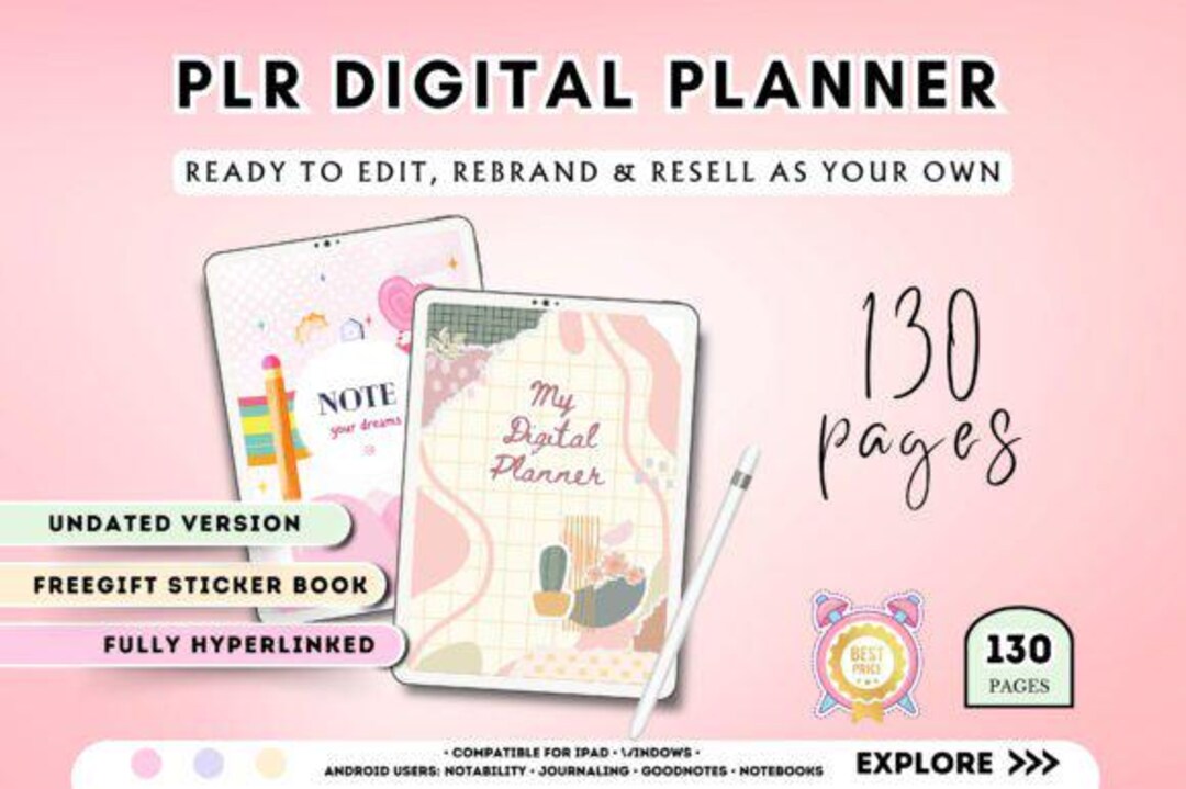 Undated Digital Planner Canva Template | PLR Resell Rights Included, - Etsy