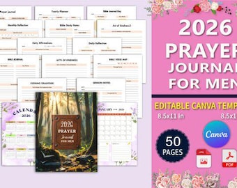 Prayer Journal for Men | Daily Bible Study (Digital PDF)
