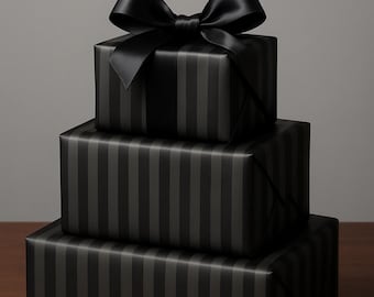 Black and Gray Vertical Stripes Wrapping Paper | Modern Stripe Gift Wrap
