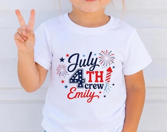 Personalized 4th Of July Shirt, Kids Celebration Tee, USA Patriotic Family Gift, Custom Name, Independence Day, Freedom, American Kids Tee