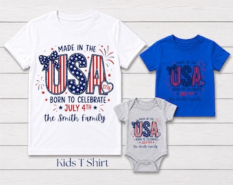Personalized 4th Of July Shirt, Kids Celebration Tee, USA Patriotic Family Gift, Custom Name, Independence Day, Freedom, American Kids Tee