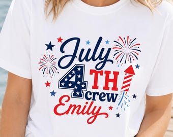 Personalized 4th Of July Shirt, Adult Celebration Tee, USA Patriotic Family Gift, Custom Name, Independence Day, Freedom, American Adult Tee