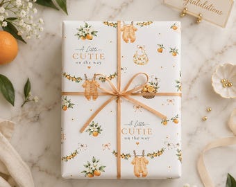 A Little Cutie On the Way Pattern Wrapping Paper | Baby Shower