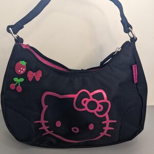 Sanrio Hello Kitty Black Handbag 2005 Fab Star Point NY Rare Pink Graphic Bag