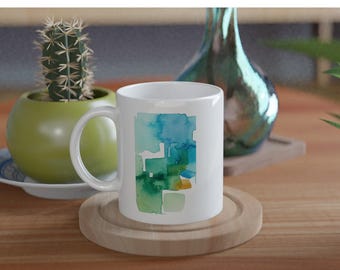 Mug en céramique coloré aquarelle Bloom - Cadeau artistique unique pour les amateurs de thé et de café