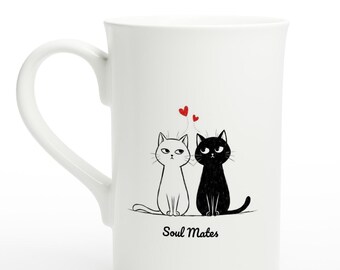 Mug chat âmes sœurs - Cadeau de Saint-Valentin - Design unique