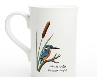 Mug Alcedo atthis au design illustre - Tasse en porcelaine unique - Cadeau pour les amoureux de la nature