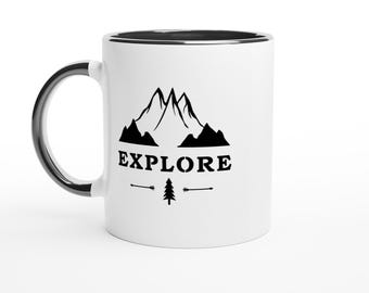 Mug Explore Adventure – Cadeau pour les randonneurs, les campeurs et les amoureux de la nature