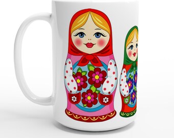 Matroesjkamok – Keramische koffiemok Russische nesting pop
