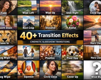 Diaporama vidéo personnalisé avec plus de 40 transitions cinématographiques et musique - Film numérique