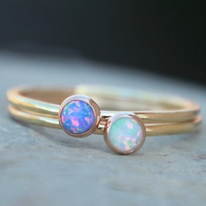 GOLD OPAL Ring- Opal Stacking ring ~4mm Opal ring - Gold Filled - opal ring - 25 DIFFERENT opals choose your opal - stacking gemstone ring