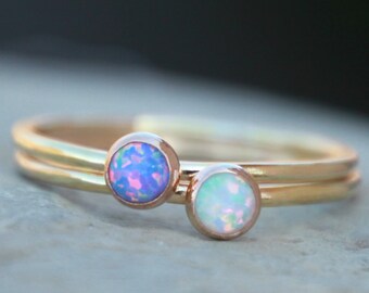 GOLD OPAL Ring- Opal Stacking ring ~4mm Opal ring - Gold Filled - opal ring - 25 DIFFERENT opals choose your opal - stacking gemstone ring