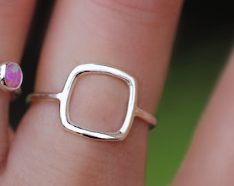 OPEN SQUARE RING - sterling silver open square ring - square ring - open square ring - minimalist ring - silver square ring