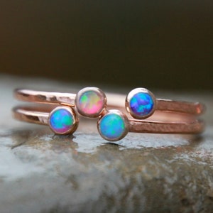 ROSE GOLD DOUBLE Birthstone Ring - dual birthstone ring - birthstone ring - mother&#39;s ring - adjustable birthstone ring - adjustable ring