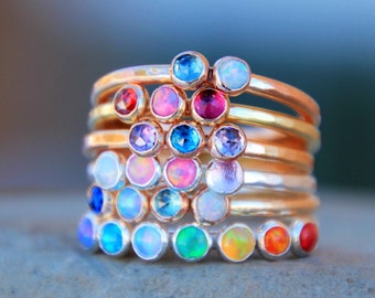 MULTI GEMSTONE RING - Opal Ring - multi birthstone ring - eternity band - multi opal ring - stacking birthstone ring - stacking rings