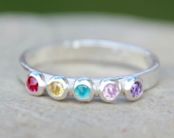 MULTI OPAL / BIRTHSTONE Ring in Fine Silver - 14K yellow gold filled - 14K pink (rose) gold filled - multi birthstone ring - birthstone ring