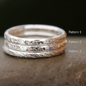 STACKING RINGS - Chunky Stapelringe - strukturierte Stapelringe - Sterling Silber Stapelringe - stapelbare Ringe