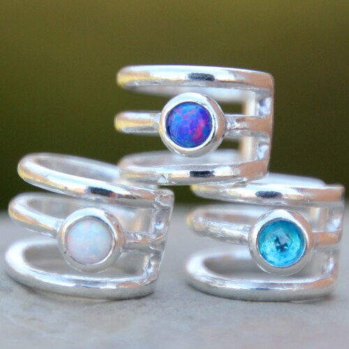 Sterling Silver Opal Ear Cuff Etsy