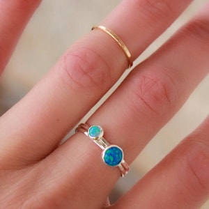 OPAL RING SET - 4mm and 6mm opal ring - Opal Stacking Ring - Skinny Opal Ring - Colorful Opals - Choose your Opal - Gemstone Ring - Ring