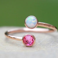 GOLD ADJUSTABLE OPAL Stacking Ring Opal Ring Sterling Silver Opal Ring ...