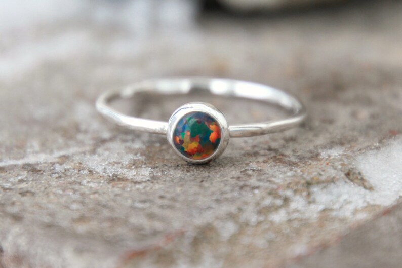 6mm SOLID STERLING Opal Stacking Ring Opal Ring Sterling - Etsy
