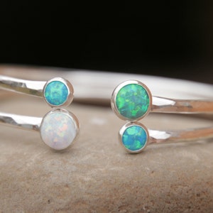 OPAL BANGLE BRACELET - Opal Cuff Bracelet - Bangle Bracelet - Sterling Silver Bangle - multi gemstone Bracelet