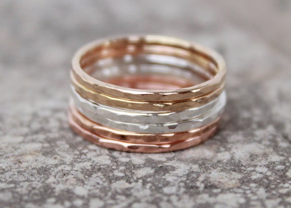 Stacking Rings Thin Rings Stacked Rings Stackable Rose Etsy