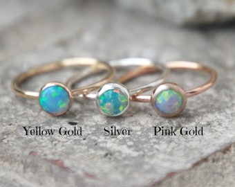 Gold Filled Opal Stacking Ring – Handmade Gemstone Ring, 6mm