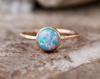 GOLD OPAL Ring- Opal Stacking ring ~8mm Opal ring - Gold Filled - opal ring - 36 DIFFERENT opals choose your opal - stacking gemstone ring