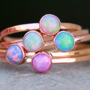 ROSE GOLD OPAL Stacking ring Opal ring Pink Gold Opal Ring Gemstone Ring October Ring stacking gemstone ring image 2