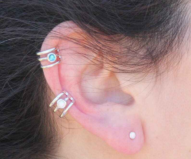 Sterling Silver OPAL EAR CUFF Birthstone Earr Cuff Earr Etsy