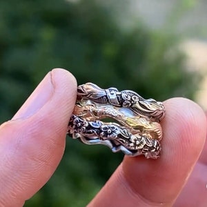 THICK WAVY SCALLOPED Rings - sterling silver - patterned wavy bands - handcrafted rings