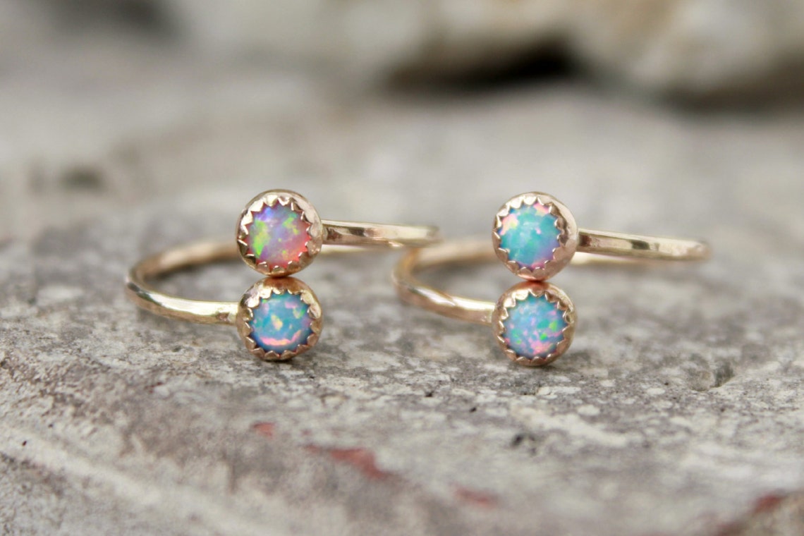 Gold Adjustable Opal Stacking Ring ~ Gold Opal Ring - Gold-filled Opal ...
