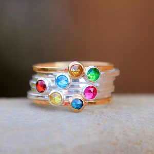 Pierre de naissance bague - or ROSE pierre de naissance - naissance or-bague en argent pierre de naissance - pierres précieuses bague - bijoux de naissance d’empilage