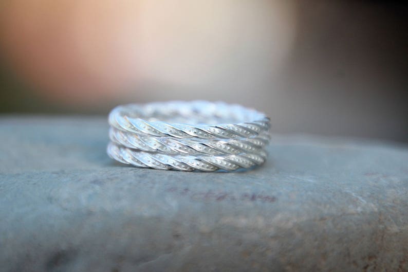 STACKING RINGS Sterling Silver Sparkly Twist Stacking Rings stacking rings stackable ring image 3