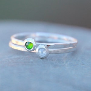 TINY BIRTHSTONE STACKING Ring- birthstone rings - stackings rings - stackable rings - birthstone stackable rings - birthstone jewelry