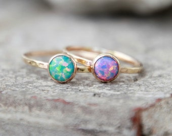 GOLD OPAL Ring- Opal Stacking ring ~ 6mm Opal ring - Gold Filled - opal ring - 15 DIFFERENT opals choose your opal - stacking gemstone ring