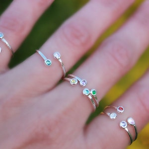 DOUBLE BIRTHSTONE RING - dual birthstone ring - birthstone ring - mother&#39;s ring - adjustable birthstone ring - adjustable ring - rings